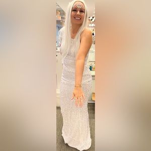 Missord Asymmetrical Neck Mermaid Hem Sequin Prom